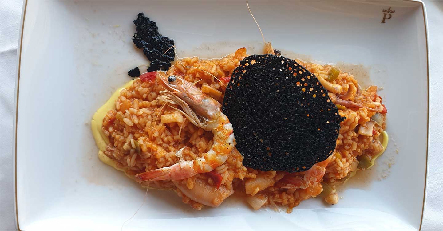 Arroz meloso de chipirón y langostino tigre de Sanlúcar